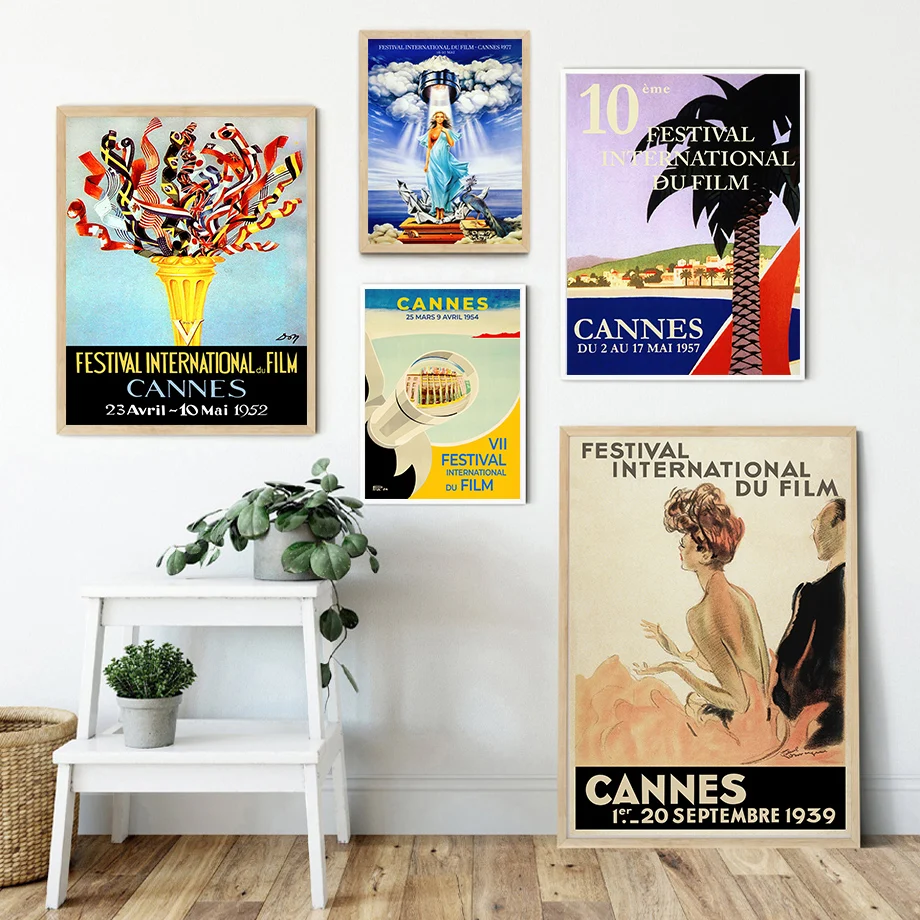 Ретро Каннский кинофестиваль Винтажный Фильм настенная Картина на холсте