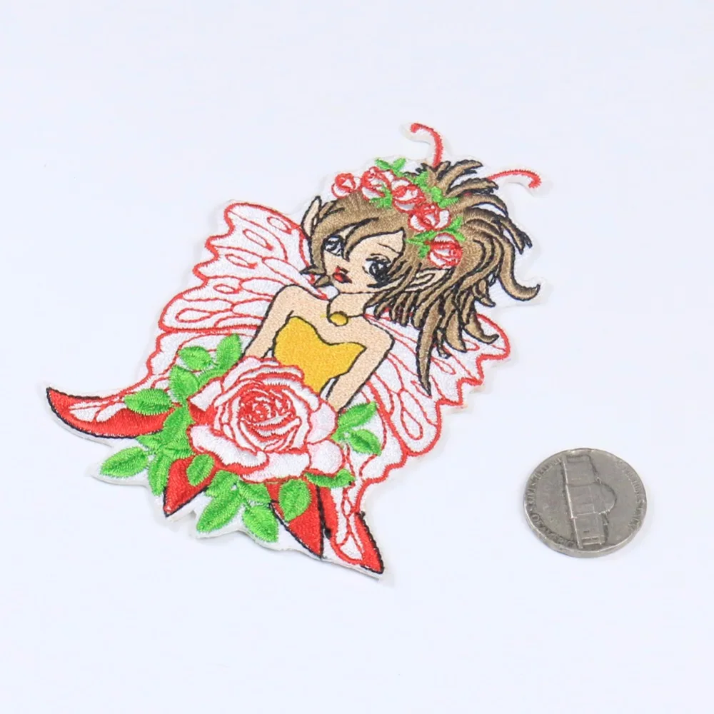 1 предмет Цветочная феи роза мультяшная тема вышивка нашивка железная аппликация