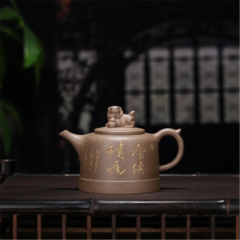 

Creative Yixing Original Ore Blue Gray Section Mud Purple Sand Teapot Handmade Rui Beast Ball Hole Teapot Zisha Kung Fu Tea Set