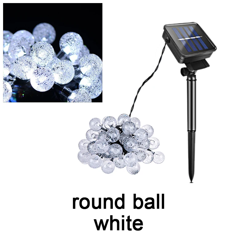 ball white Водонепроницаемый Открытый Солнечный уличный свет гирлянда дорожка садовое освещение Настенный светильник гирлянда Сказочный свет пейзаж Рождественское украшение для дома - Испускаемый цвет: ball white