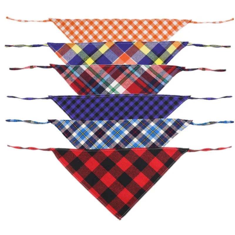 Клетчатая бандана для собак шарф воротник модные моющиеся хлопковые