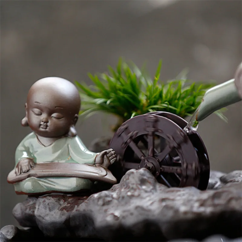 Офисный Настольный маленький аквариум керамический фонтан воды монах украшения