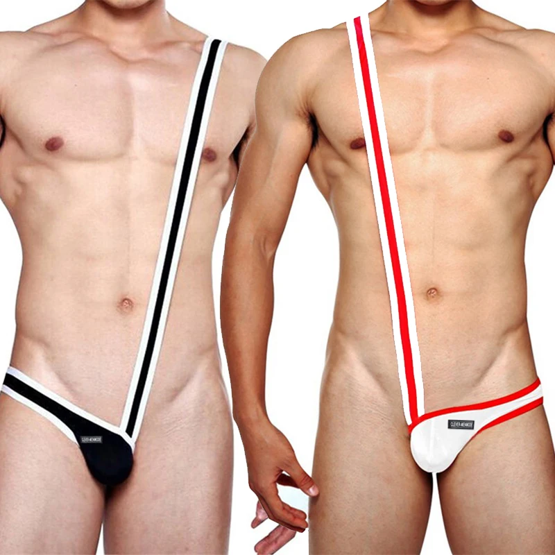 

Sexy Lingerie Mankini Bikini Underwear Men Erotic One-Piece G-String Thongs One Shoulder Straps Jumpsuit T Back Club Costume