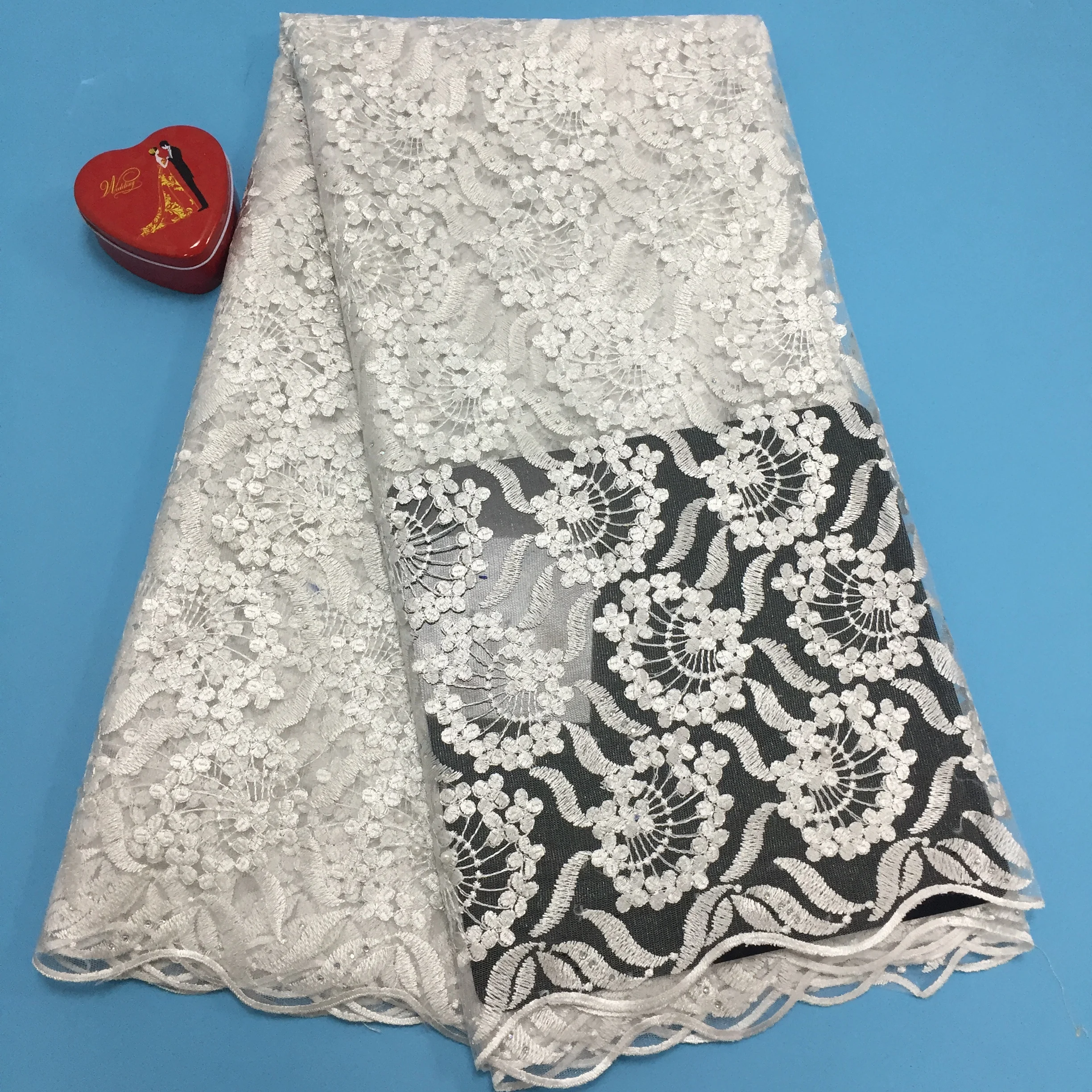 

Five yards African Lace Fabric 2020 High Quality Nigerian French Wedding Dress