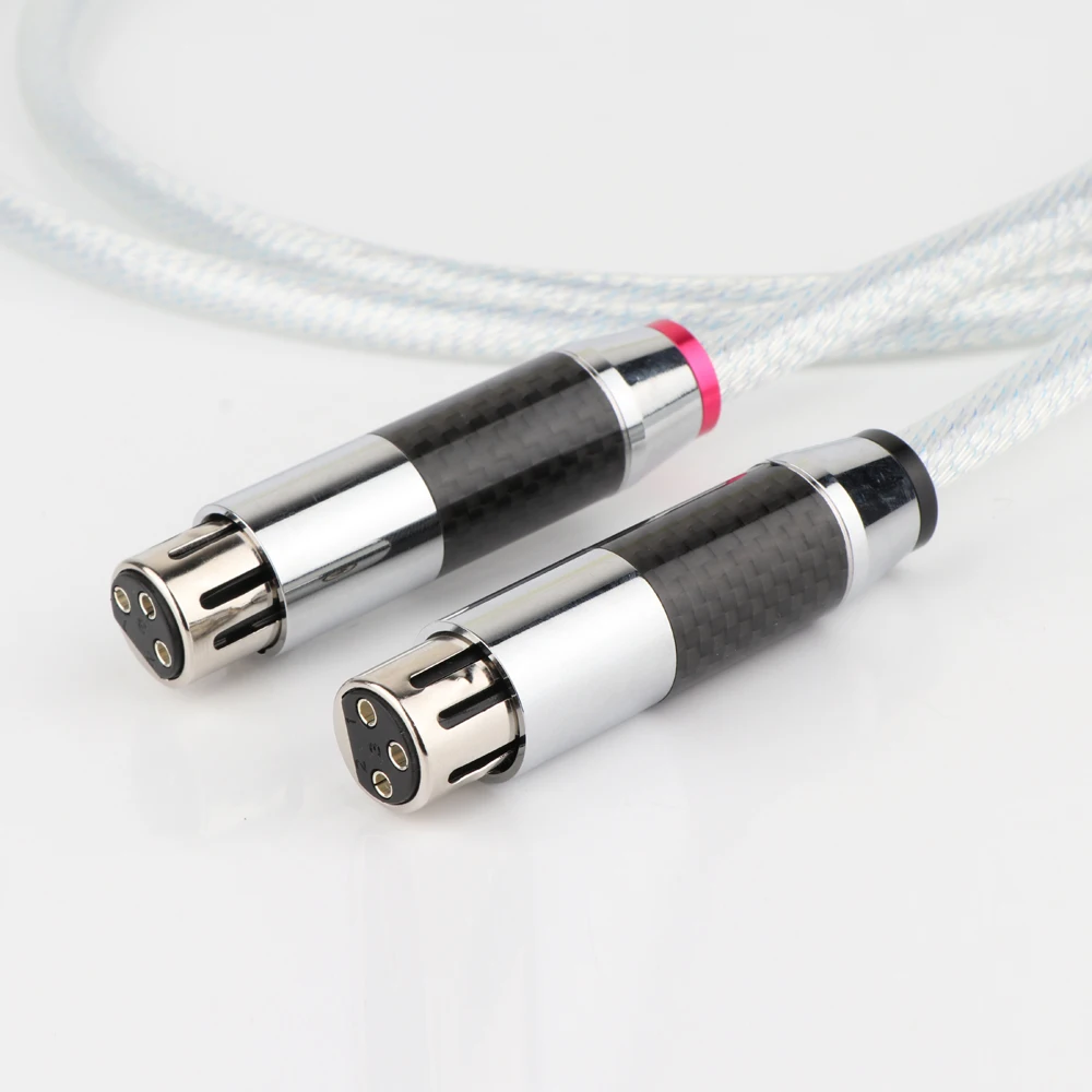 Pair 5N OFC Silver Plated XLR Analogue Cable with Rhodium plated Carbon fiber plug HIFI Audio | Электроника