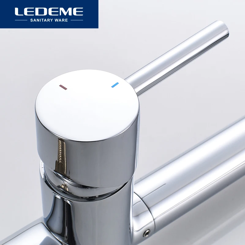LEDEME Faucet L6055 Смеситель для кухни с выдвижной лейкой Латунь Цвет: Хром|Смесители