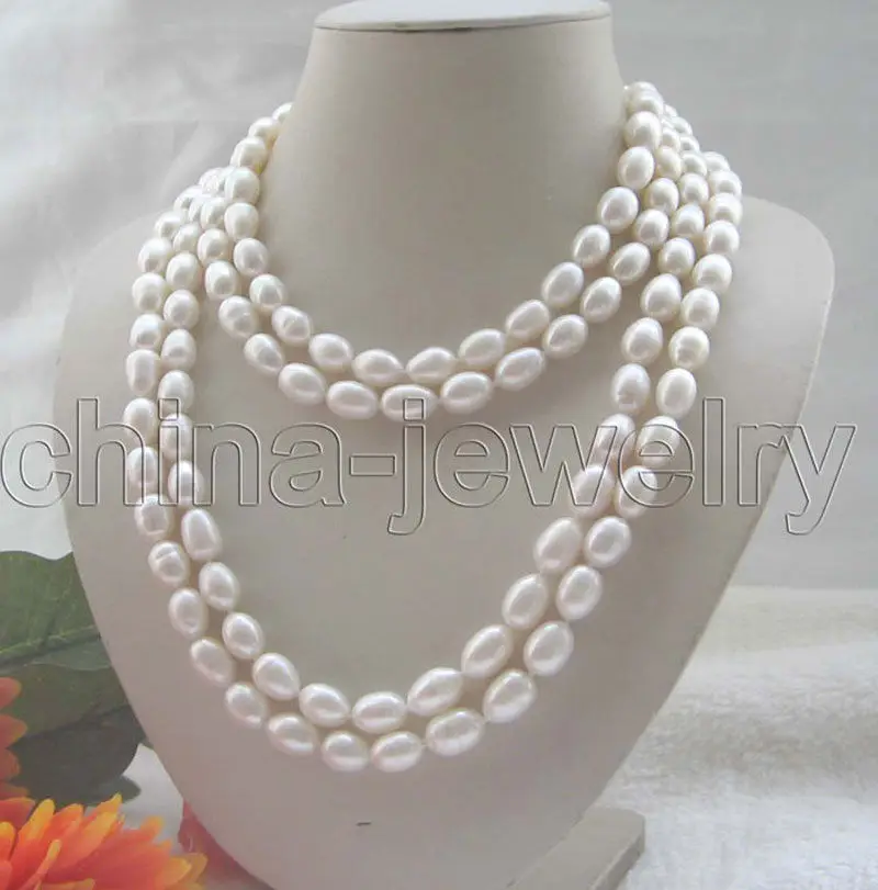 

AAA 100" 8-9mm natural white baroque freshwater pearl necklace