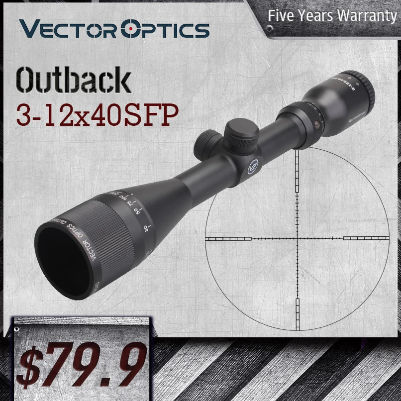 Прицел для винтовки Vector Optics Outback 3-12x40SFP с широким углом обзора 1/4 MOA Регулируемый