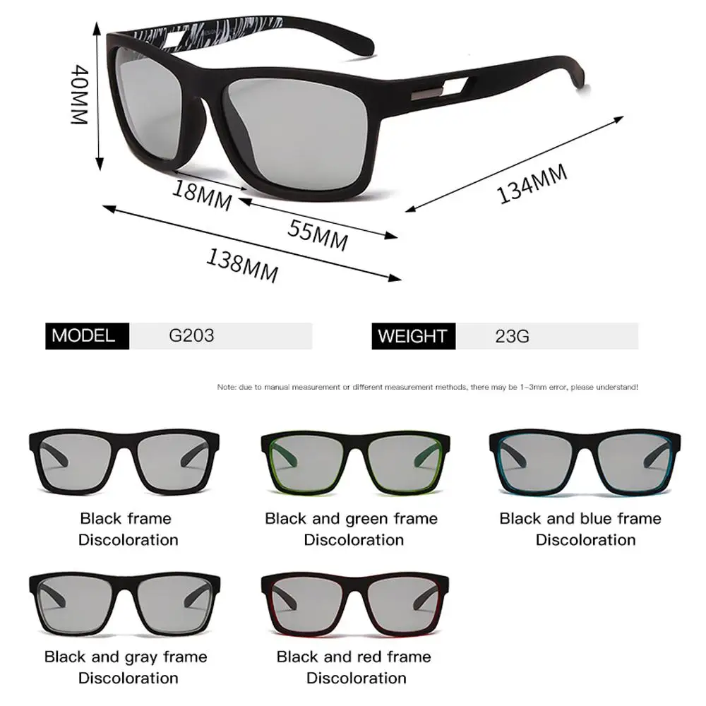 

YAMEIZE Men Photochromic Sunglasses Polarized Sports Goggles Chameleon Color Changing Anti Glare Driving Sun Glasses Women Gafas