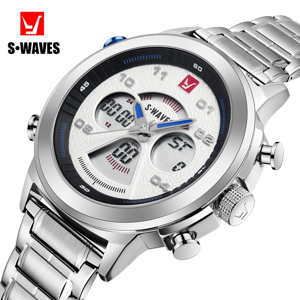 Часы наручные SWAVES Мужские кварцевые Роскошные Электронные Водонепроницаемые