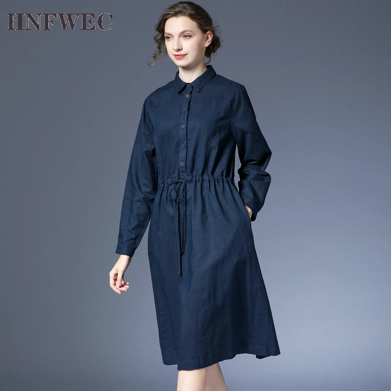 Женское Красное льняное платье-рубашка с завязками новое Свободное платье