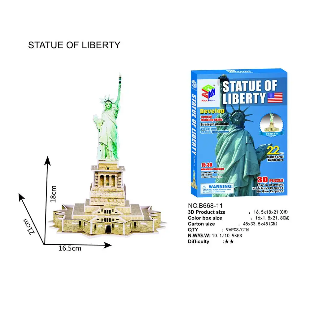 Statue Игрушка-Известое здание 3d головоломка для DIY - Цвет: Statue