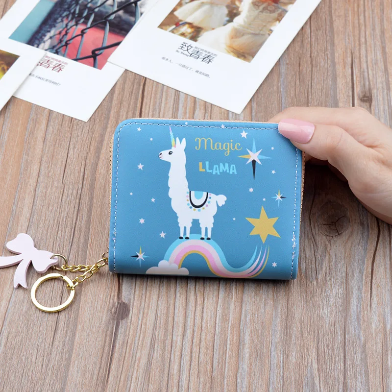 Женский мини кошелек из альпаки с мультипликационным принтом для мелочи