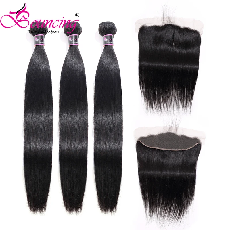 Подпрыгивая 36 38 40 длинных дюймов прямые пучки с закрытием 13*4 13*6 прозрачные