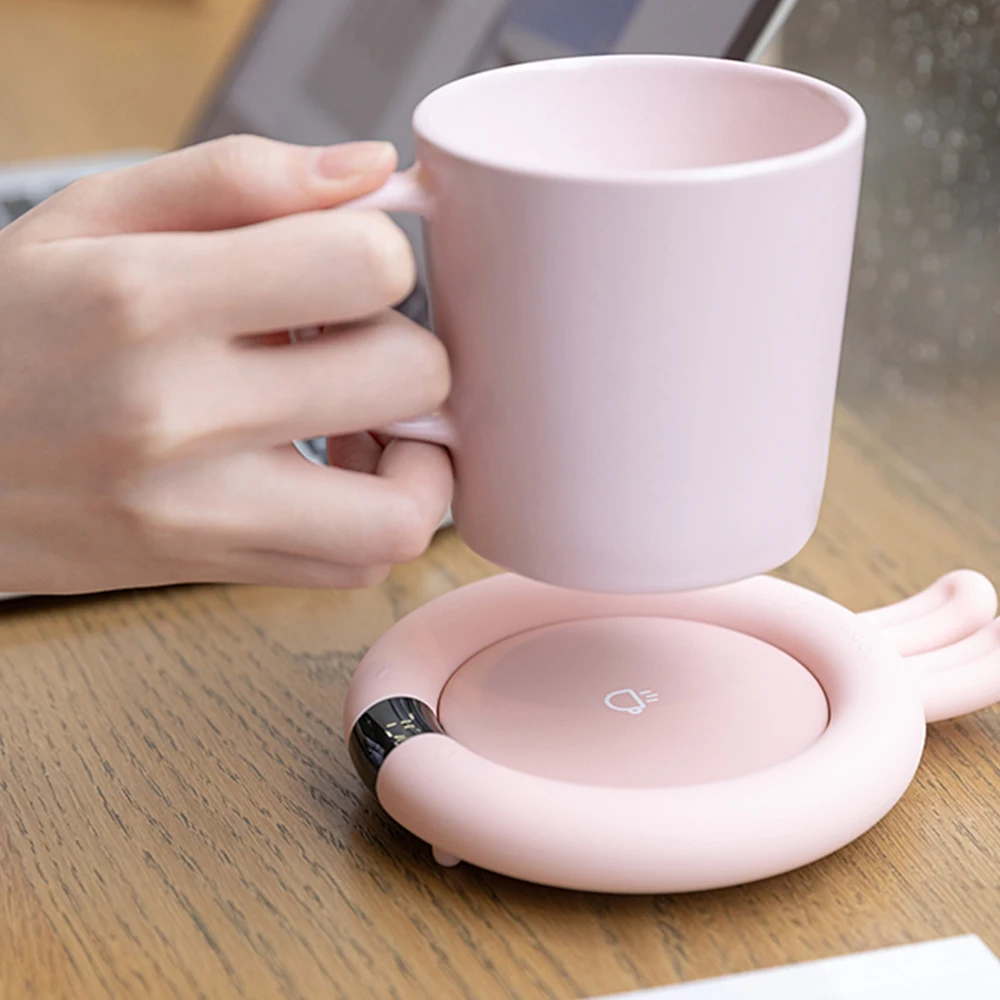 Posavasos de calefacci&oacute;n t&aacute;ctil inteligente, almohadilla de calentamiento r&aacute;pido, calentador de taza con temperatura constante de 3 engranajes-3