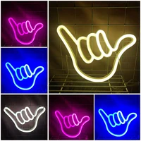 peace gesture neon light sign led hand shape symbol logo night lamp wall art bedroom party birthday shop decor usb battery box