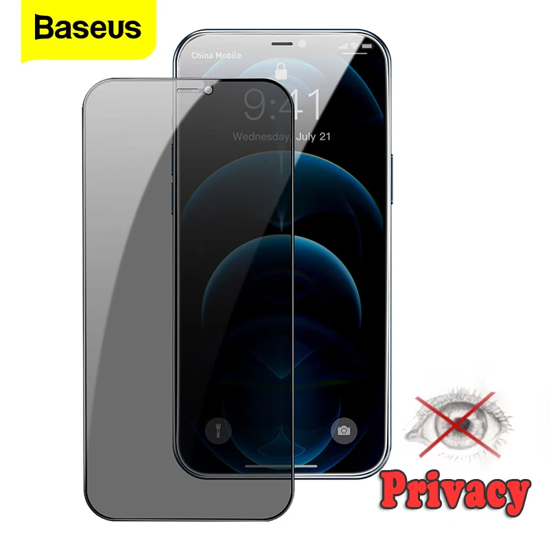 

Baseus 2pcs Privacy Screen Protector For iphone 12 Mini Anti Spy Peep Privacy Tempered Glass for iPhone 12 Pro Max 12pro Cover