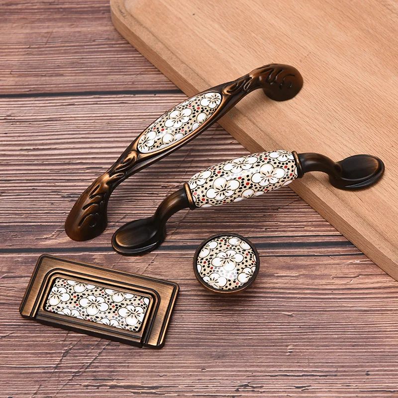 1 шт. антикварные бронзовые керамические ручки для шкафов ящиков дверные шкафа