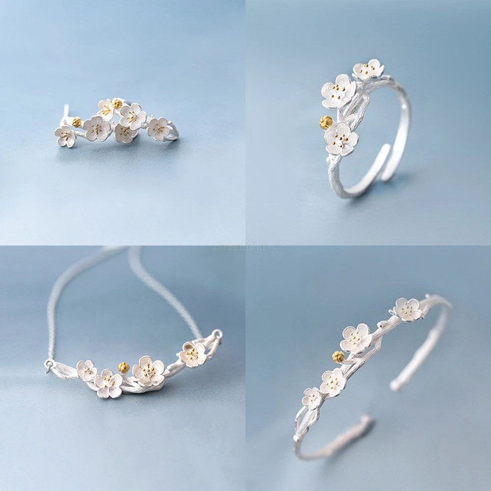 Подарок на день Святого Валентина 925 Серебряный цветок браслет подарок для