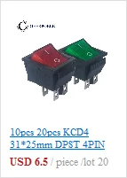 10 шт. 20 шт. KCD4 31*25 мм DPST 4PIN 16A/250 в красный/зеленый Кнопка ВКЛ/ВЫКЛ положение оснастки лодка кулисный переключатель медные ножки