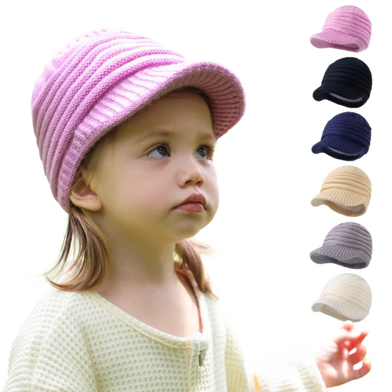 

Baby Boy Hat Cute Baby Cap Beanie Autumn Winter Warm Knitted Children Girls Hats Solid Hairball Elastic Kids Caps Bonnet