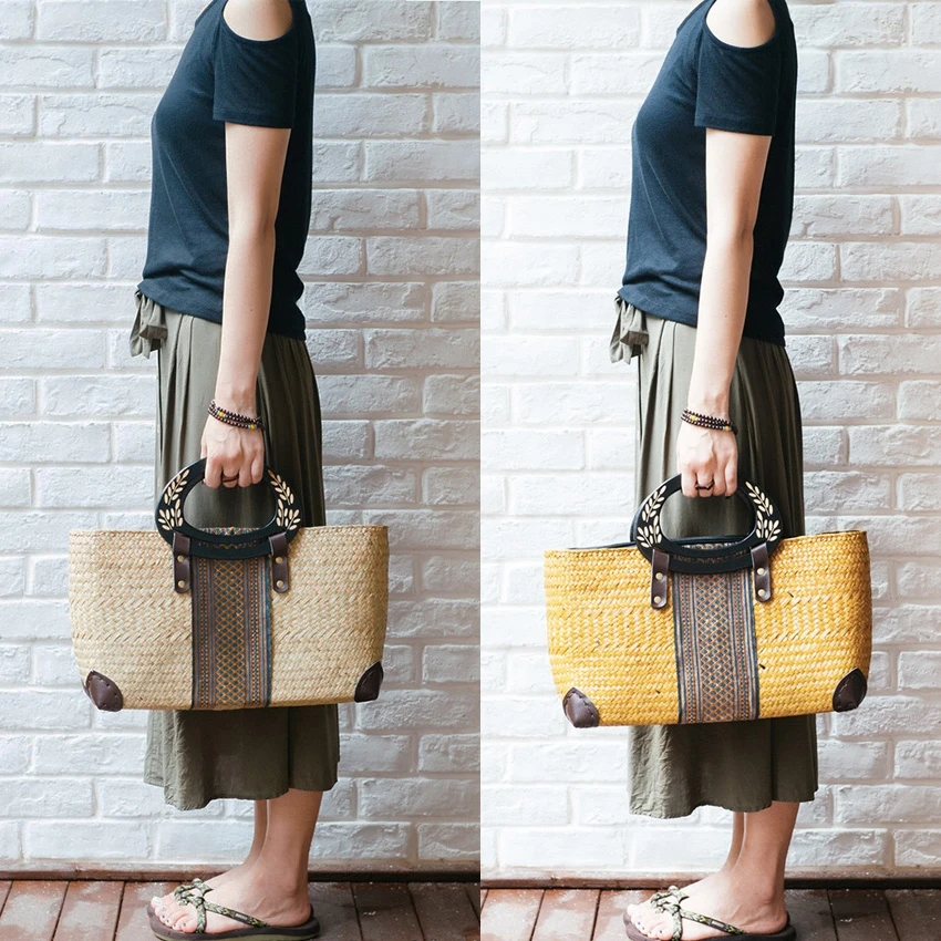 

Thai version of the straw bag handbag retro fashion women's rattan weaving beach package European and American style straw bag