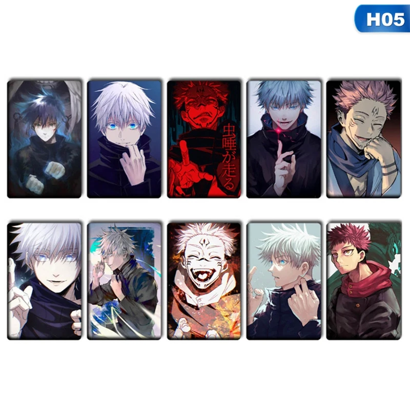 

6 Styles 10 Pcs/Set Anime Jujutsu Kaisen Crystal Card Stickers Delicate Bus Student ID Card Decorative Stickers