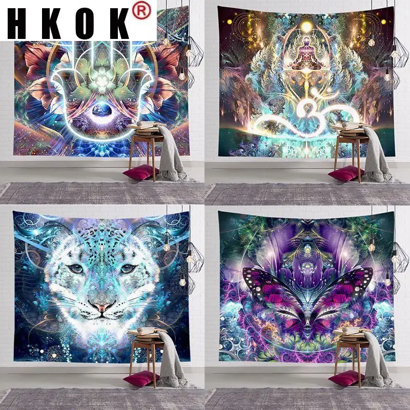 

HKOK Magic Pattern Tapestry Wall Hanging Fabric Mural Background Cloth Wall Rugs Towel Beach Blanket Dorm Living Home Decor