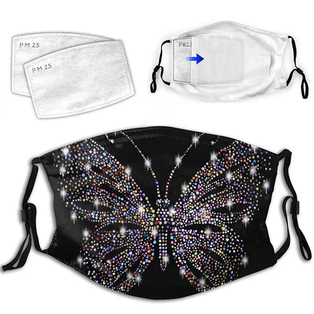

Butterfly Fashion Face Mask Reusable Washable Black Mask Máscara negra preta maschera nera masque noir mascarilla Maske