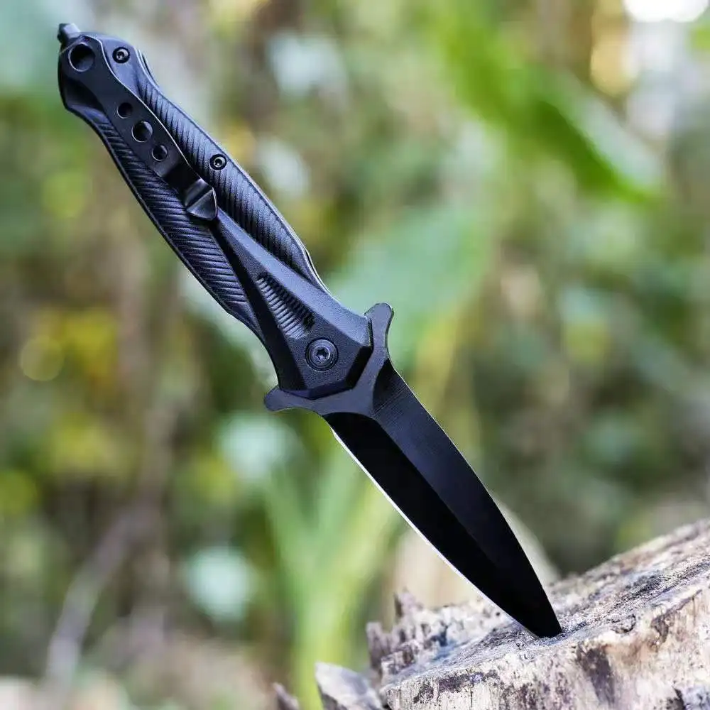 

200PCS Camping Folding Knife Stainless Steel Pocket Knife Black Outdoors Tactical Survival Knives EDC Tool High Hardness