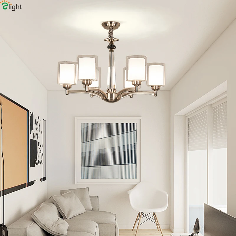 Современные никелевые светодиодные люстры освещение для столовой Хрустальная