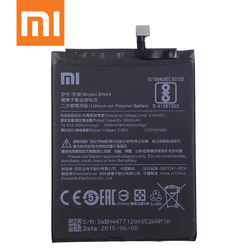 Оригинальный аккумулятор Xiao mi 100% BN44 4000 мАч для Xiaomi Redmi 5 Plus высококачественные