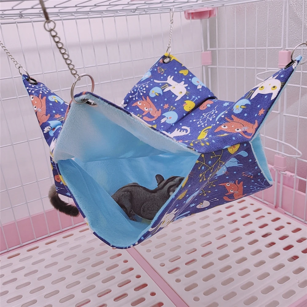 Canvas Summer Double-deck Hammock Cages Bed for Small Animals Pet Guinea Pig Hamster Squirrel Ferret Hedgehog | Дом и сад