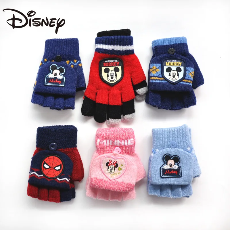 

Disney Marvel Spider-Man Mickey Minnie Children's Student Writing Half Knitted Gloves Guantes De Trabajo Hombres