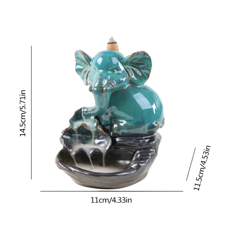 

Backflow Incense Burner Elephant Antique Ceramic Aromatherapy Ornament Home Decor for Tea Room Office