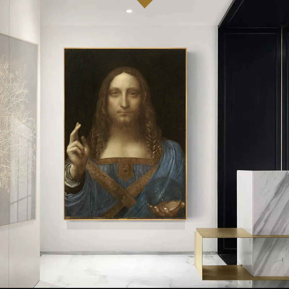 Спасатель Мунди холст настенные картины от Leonardo Da Vinci знаменитые художественные