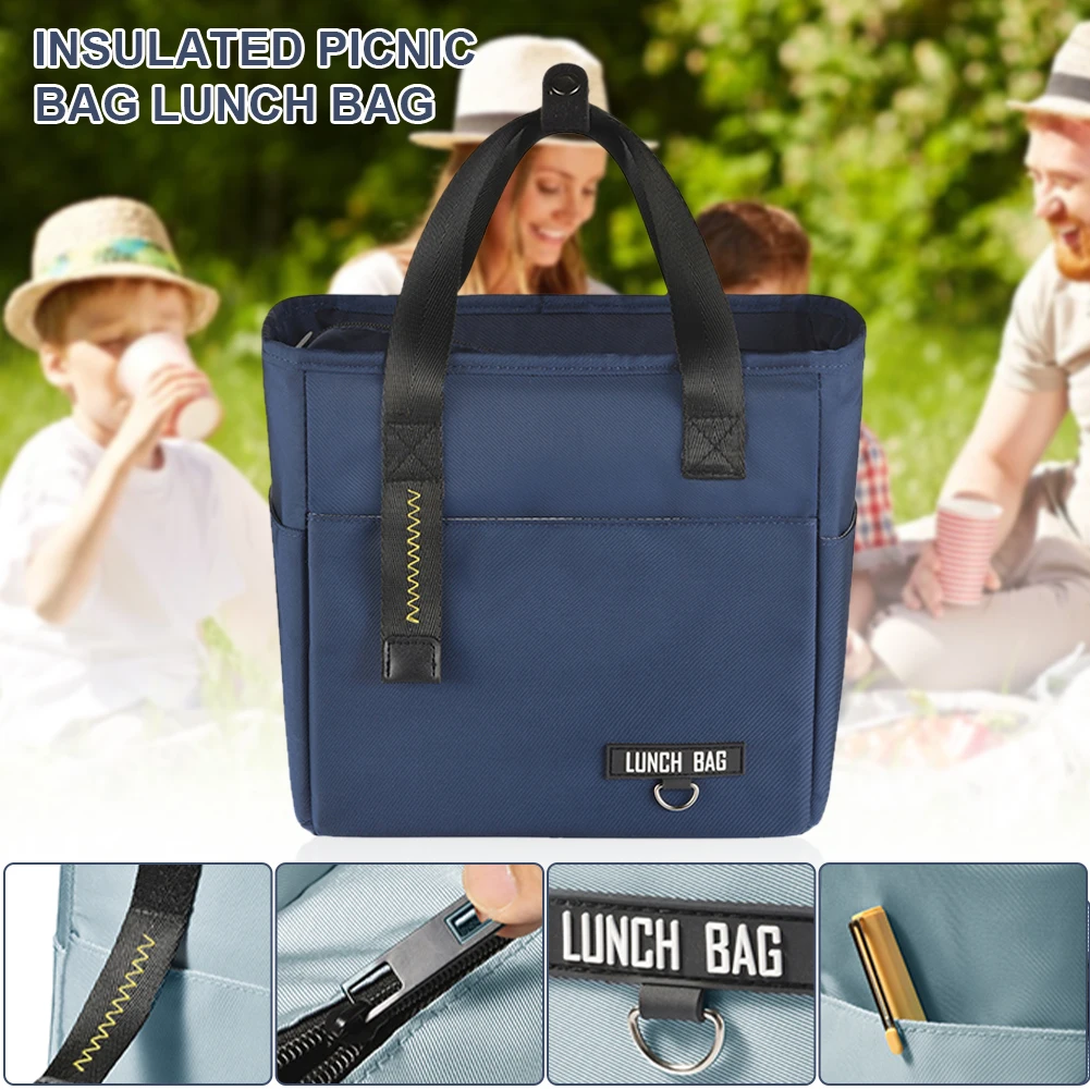 

Lunch Bag for Men Women Leak-proof Insulated Bento Tote Bag with Zipper Closure Lunch Box Container for School Work Picnic