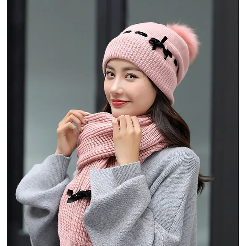 Calymel 2020 Новая Зимняя шерстяная шапка шарф перчатки Набор Дамская вязаная плюс