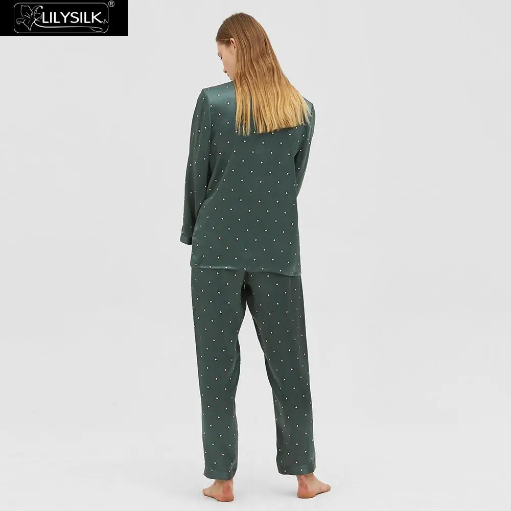 LilySilk Silk Pajamas set Classic Polka Dot New Women Free Shipping