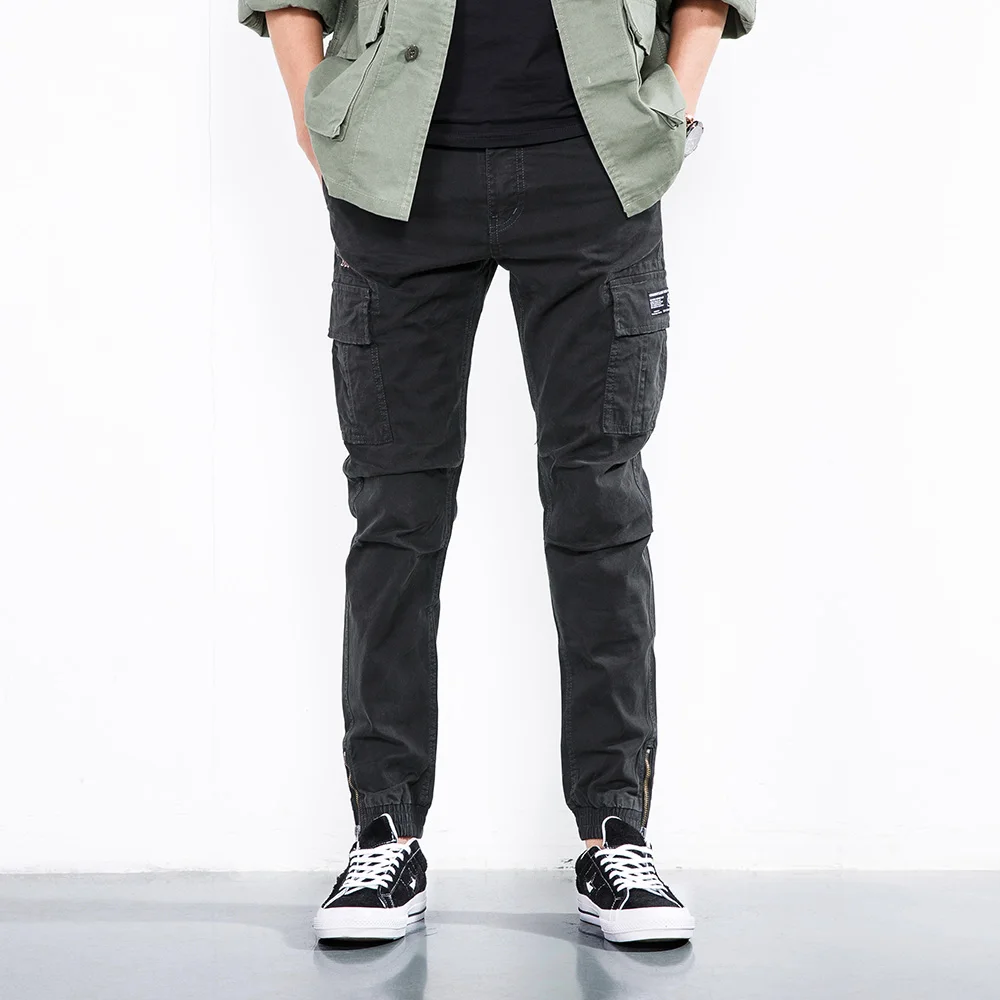 Модные мужские брюки 2020 деловые повседневные уличные хлопковые облегающие