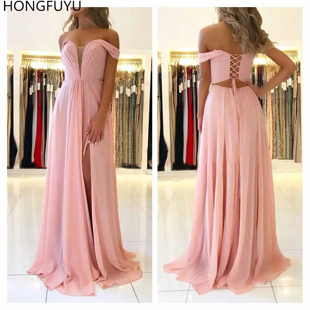 HONGFUYU трапециевидные шифоновые вечерние платья на выпускной пикантные шнуровке