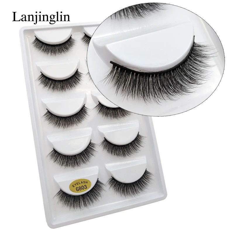 LANJINGLIN 10 коробок/лот норковые ресницы натуральные длинные накладные ресницы ручная работа Мягкие 3d норковые ресницы макияж Искусственные ресницы G803