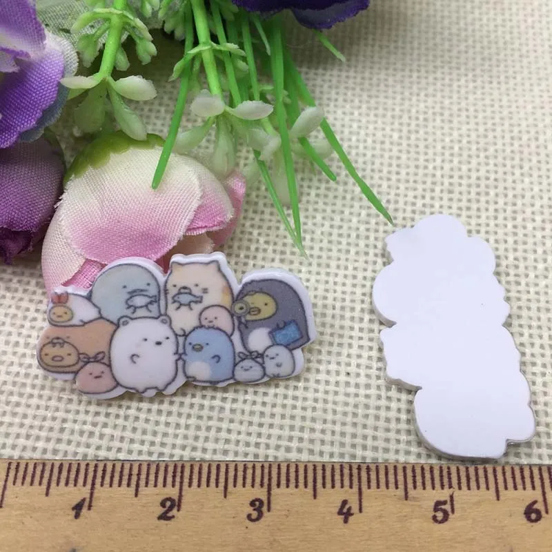 Светло-желтый 10 шт/лот японский мультфильм DIY милый девочка Праздничное оформление дома ремесла плоские пластмассовые резиновые аксессуары для волос ремесла - Цвет: Светло-желтый