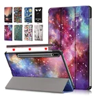 2020 принципиально чехол для Samsung Galaxy Tab S7 плюс SM-T970 -T975 12,4 дюймов Тонкий складывающийся кожаный чехол tab s7 PlusАвто Режим сна