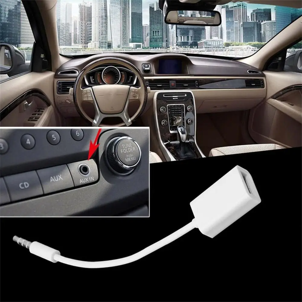 

Portable Vehicular Audio High Speed 3.5mm Car MP3 Male AUX Audio Plug Jack To USB 2.0 Female Converter Connector Cable Cord