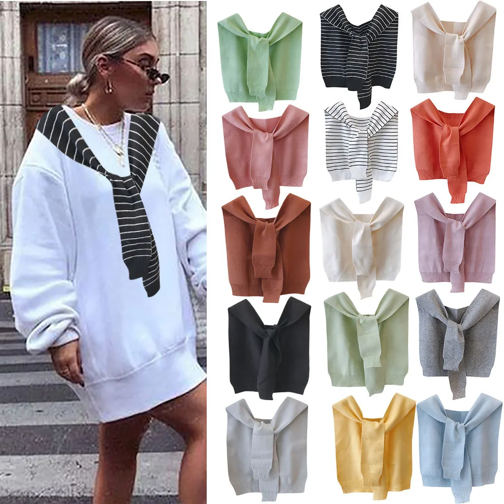 2020 Осень Зима Новый женский шарф вязаная шаль накидка накладные рукава