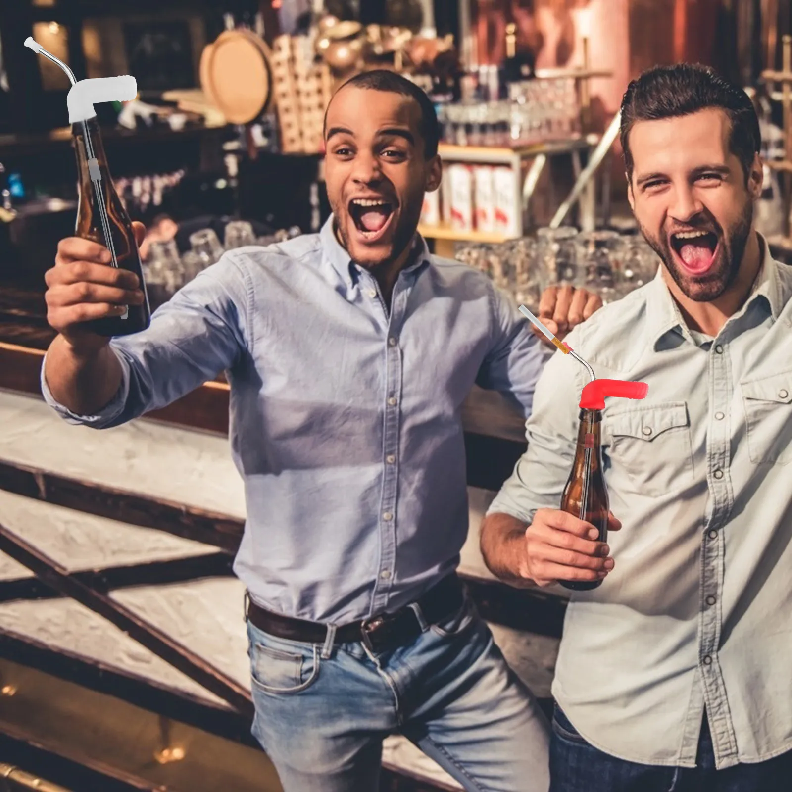 

Portable Beer Snorkel Beer Funnel Party Games Quick Drink Beer Bottle Funnel Metal Straw Beers Game Small Bottles Beer snorkel N