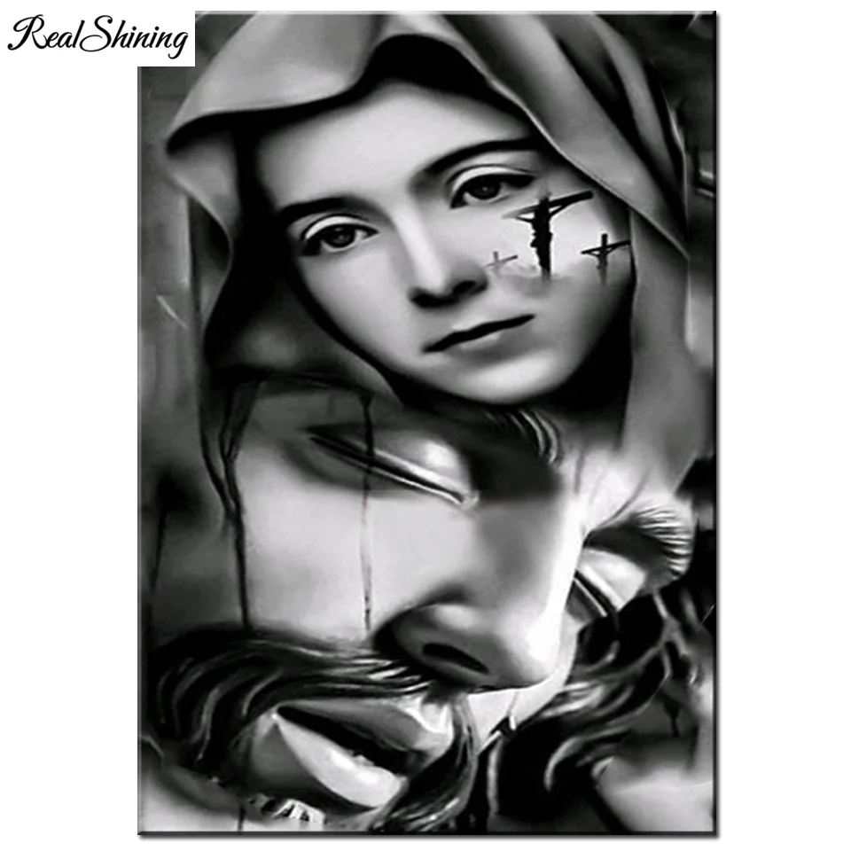 Алмазная 5d картина сделай сам Дева Мария и Иисус полностью квадратная круглая