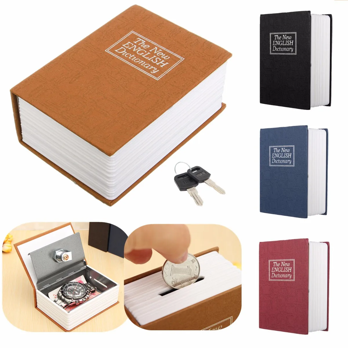 Мини Сейф в форме книги скрытый сейф ключ замок для денег ювелирных изделий