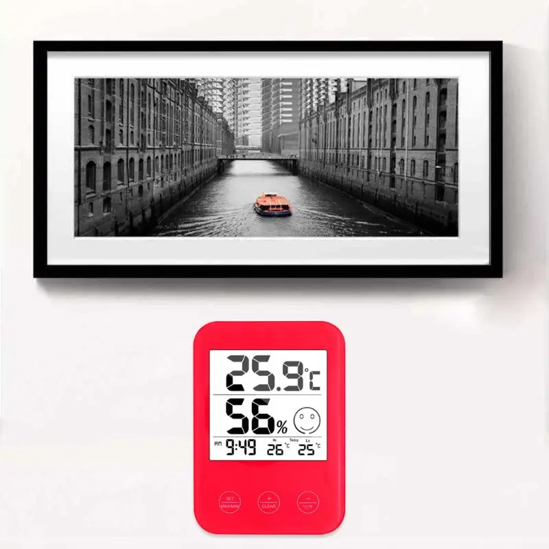Метеостанция с температурой измеритель влажности ЖК дисплей цифровые настенные